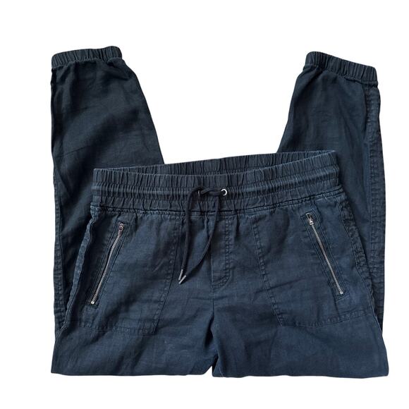 Athleta Cabo Linen Elastic Waist Drawstring Jogger Pants Black Size 10 - Picture 6 of 10